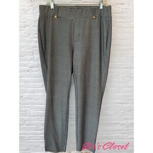 MICHAEL KORS Women's Pants Trousers Black White Geometric Print Square Size L